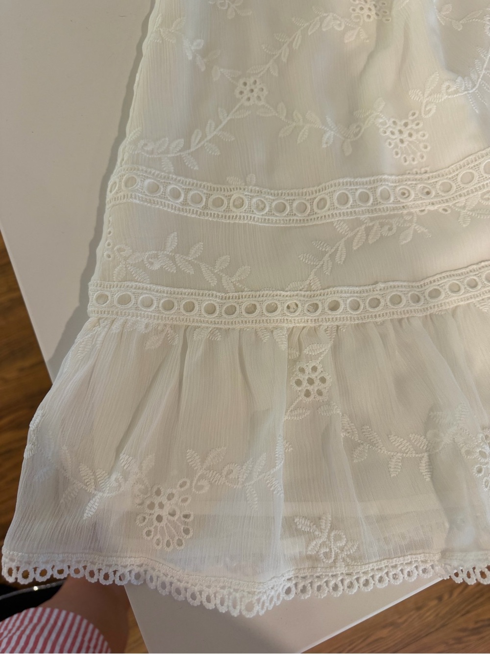 Tularosa White Embroidered Ruffle Mini Dress - Picture 3 of 4